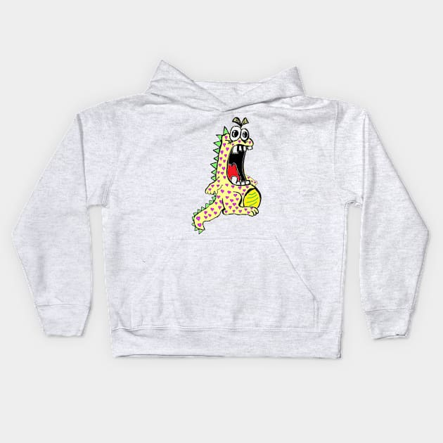 yellow Dinosaur of Love 2 Kids Hoodie by LowEndGraphics